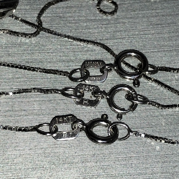 Set of 3 Solid 14K White Gold Natural Diamond Solitaire Necklace Designer Sirena - Picture 14 of 16